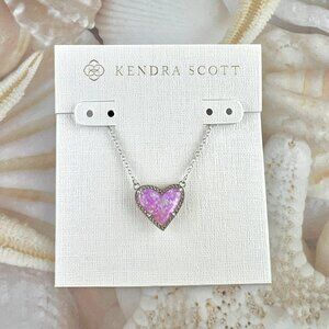 Kendra Scott Ari Heart Pink Bubblegum Kyocera Opal silver necklace